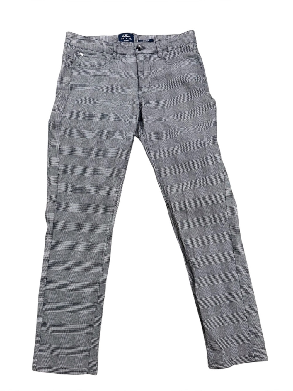 Ben Sherman Men's Gray Plaid Dress Pants - Slim Fit. 32 x 32